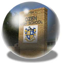 Ozen High School, Beaumont, Texas, 5'x5' Porcelain Enamel Panel Sign with Cast Letters